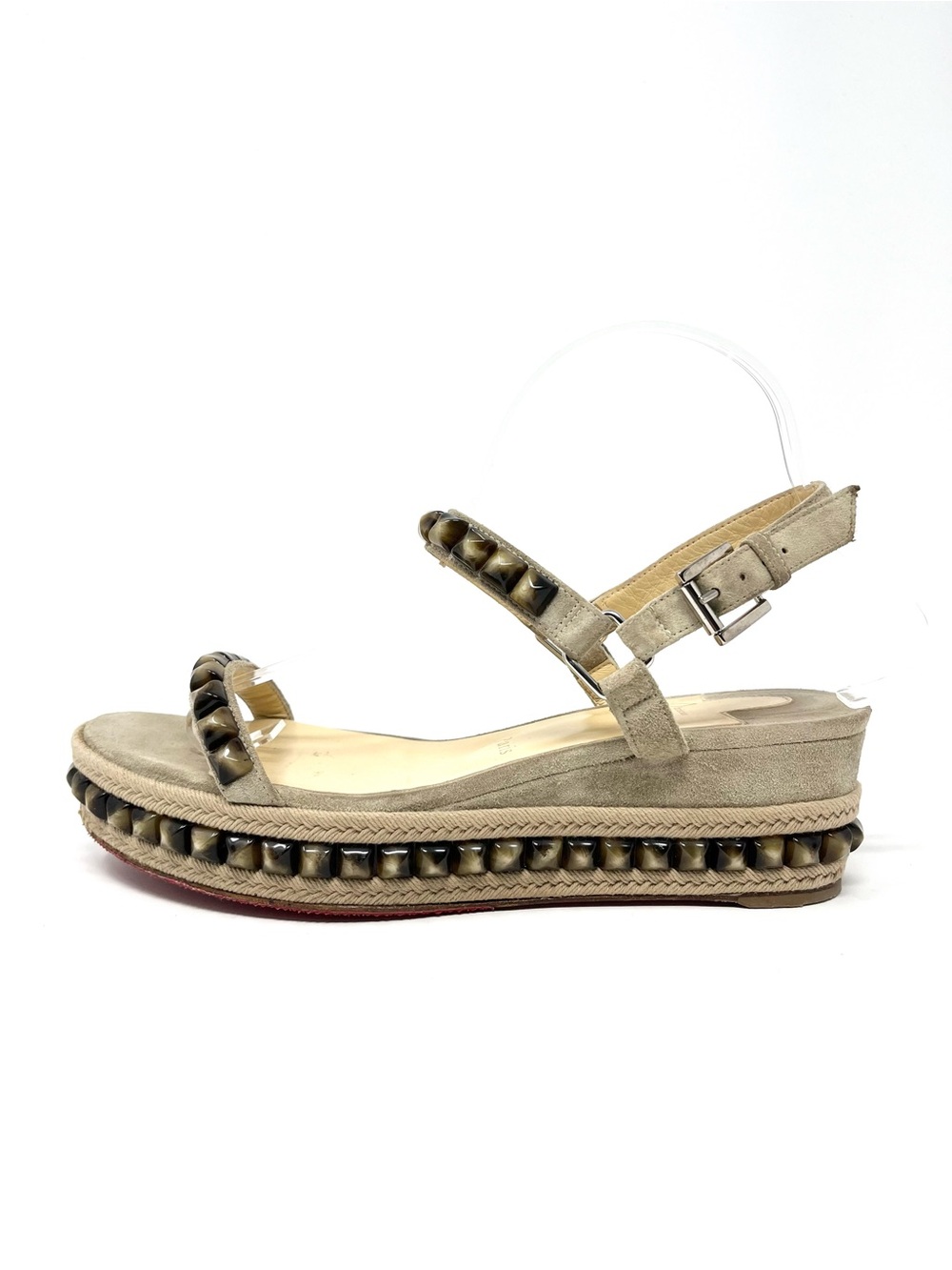 Christian Louboutin Pyraclou 60 Spike Studded Platform Sandals Beige Brown 40 10 - Picture 10 of 10
